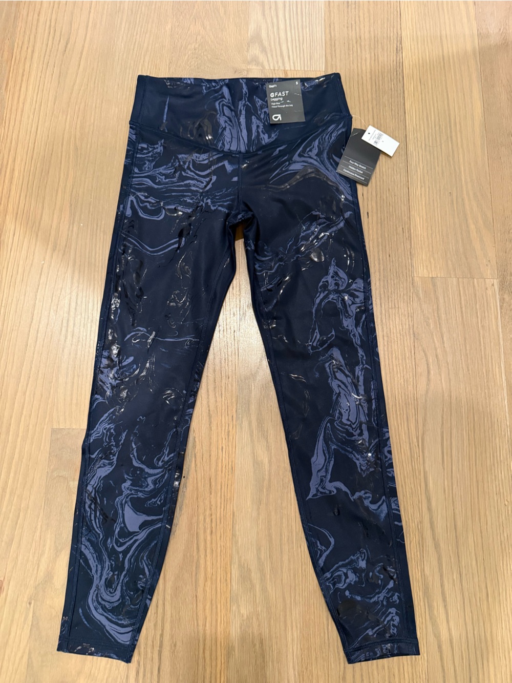 GAP Navy Marble-Print High-Rise Leggings